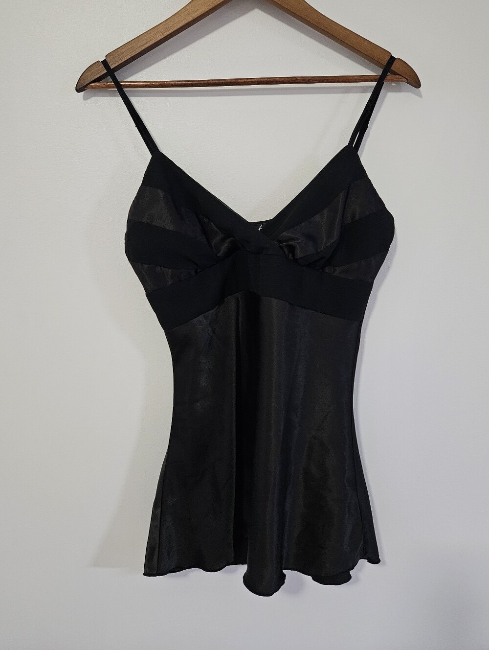 A. Byer Y2K Satin Babydoll Tank Top Black Size Medium